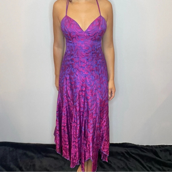 đ Vintage Womenâs Purple & Pink OmbrĂŠ Dress â Size 9/10 - Picture 3 of 15
